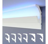 HEXIMO LED moulures de stuc 2en1, éclairage indirect moulures de plafond XPS-Styropor moulures murales profilé de plafond en corniche lumineuse (échantillon HLED 19)