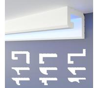 HEXIMO profilé de joint d'ombre LED moulures, éclairage indirect XPS-styrofoam moulures de plafond à sec éclairage moulures de plafond en polystyrène (30,6 mètres HLED 2)