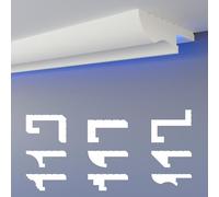 HEXIMO Profilé LED de joint d'ombre moulures, éclairage indirect XPS polystyrène sec plafond moulures plafond (1,7 mètre HLED 22)