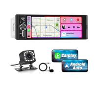 Hexinex Autoradio 1 DIN CarPlay et Android Auto sans Fil avec 6.36‘’ Écran Tactile HD,Autoradio Carplay 1 din Bluetooth FM USB Type C,GPS,Mirrorlink,Commande Vocale(Caméra de recul Inclus