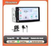 Hexinex Autoradio 2 Din Carplay Android Auto sans Fil 7 Pouces IPS Écran Tactile avec Bluetooth GPS Type-C USB AUX Caméra de Recul