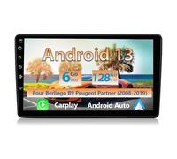 Hexinex Autoradio Android 13 [6Go+128Go] pour Citroen Berlingo Peugeot Partner(2008-2019) avec 4G Carplay Android Auto 9 Pouces Écran GPS BT WiFi USB DSP Commande au Volant