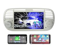 Hexinex Autoradio Android 13 Compatible avec Fiat 500(2007-2015) [2Go+64Go] 7 Pouces avec Carplay Android Auto GPS WiFi DSP FM Commande au Volant/Bluetooth/Aide au Stationnement