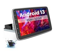 Hexinex Autoradio Android 13 Universel 1 Din | Écran Tactile HD 10 Pouces | 2 Go+ 32 Go | Compatible CarPlay & Android Auto | Caméra de Recul Incluse | GPS, WiFi, Bluetooth, FM RDS, Commande au Volant