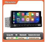 Hexinex Autoradio Carplay 1 DIN sans Fil 6.86'' IPS Écran argent Carplay Android Auto Bluetooth SD Caméra de recul Inclus ModeB