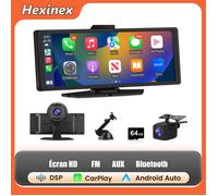 Hexinex Carplay Voiture & Android Auto,10,26” Écran Carplay avec Dashcam Avant 4K, Caméra Arrière 1080P Inclus BT/GPS/FM/AUX TYPE A