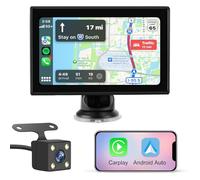 Hexinex Carplay Voiture avec Carplay sans Fil Android Auto,7 Pouces Ecran Tactile, avec Bluetooth/GPS/FM/AUX/Lien Miroir/Caméra de recul
