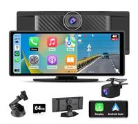 Hexinex Écran Carplay Voiture & Android Auto,Stéréo Carplay avec Dashcam Avant 4K, Caméra Arrière 1080P Inclus, 10,26 Pouces Écran Tactile Commande Vocale, BT/GPS/FM/AUX/Carte TF 64G