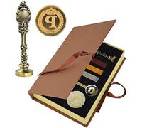 Hexint Kit de cachet de cire avec initiales vintage - Avec poignée en métal - Couleur bronze - Lettre P