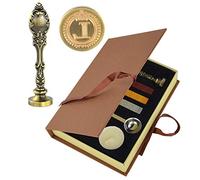 Hexint Kit de cachet de cire avec initiales vintage et poignée en métal - Couleur bronze - Lettre L