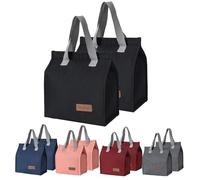 HexinYigjly 2 articles Sac Isotherme à Repas, Sac à Lunch, Sac Repas Isotherme, Sac à Main Lunch Bag Portable, Sac Fraicheur pour Femmes/Hommes/Déjeuner/Pique-Nique/École/Bureau-Noir