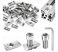 Hexizexi Lot de 60 rainures M3 Nut 8 Série 30 M3 en acier carbone avec boule à ressort pour profilé en aluminium imprimante 3D CNC avec 60 vis M3 x 12 et 1 llen