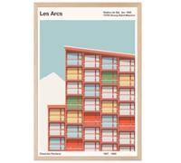 Hexoa Affiche Arcs Charlotte Perriand Affiche déco Architecture - Made in France - Affiche sous Cadre Bois chêne 30x45