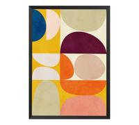 Hexoa Affiche Art Abstrait Vivid Composition - Made in France - Affiche sous Cadre Bois Noir 20x30