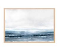 Hexoa Affiche Bord de mer Naia Horizon - Made in France - Affiche sous Cadre Bois chêne 60x40