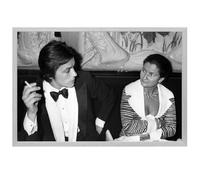 Hexoa Affiche de célébrités Alain Delon et Simone Veil - Made in France - Affiche sous Cadre Bois chêne 30x20
