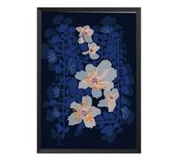 Hexoa Affiche de Fleurs Tableau orchidées Bleues en Ombre Douce - Made in France - Affiche sous Cadre Bois Noir 20x30