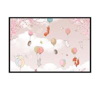 Hexoa Affiche encadrée Animaux Ballons Ciel Rose - Made in France - 60x40