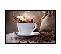 Hexoa Affiche encadrée café éclaboussé - Made in France - 60x40