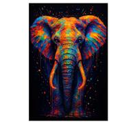 Hexoa Affiche encadrée éléphant Art coloré Moderne - Made in France - 40x60