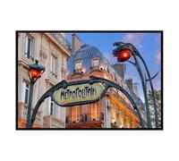 Hexoa Affiche encadrée entrée du métro Parisien Art Nouveau - Made in France - 60x40