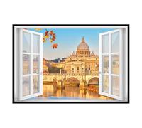 Hexoa Affiche encadrée fenêtre Rome Vatican - Made in France - 60x40