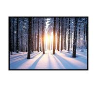 Hexoa Affiche encadrée forêt enneigée au Lever du Soleil - Made in France - 60x40
