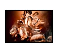 Hexoa Affiche encadrée Grains de café flottants Macro - Made in France - 60x40