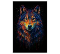 Hexoa Affiche encadrée Loup Art Multicolore - Made in France - 40x60