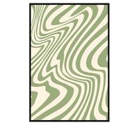 Hexoa Affiche encadrée Motif Abstrait ondulé Vert Sauge - Made in France - 40x60