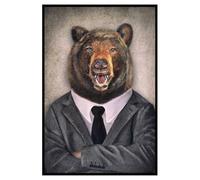 Hexoa Affiche encadrée Ours élégant en Costume - Made in France - 40x60