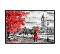 Hexoa Affiche encadrée Paris en Rouge - Made in France - 60x40