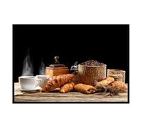 Hexoa Affiche encadrée Petit déjeuner café - Made in France - 60x40
