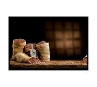 Hexoa Affiche encadrée Sacs Grains de café Fond Noir - Made in France - 60x40