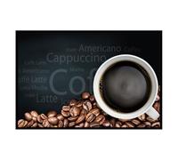 Hexoa Affiche encadrée Tasse de café Grains - Made in France - 60x40