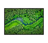 Hexoa Affiche encadrée Vue aérienne d’Une rivière traversant Une forêt Verte - Made in France - 60x40