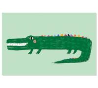 Hexoa Affiche Enfant Crocodile Vert - Made in France - Affiche sous Cadre Bois 30x20