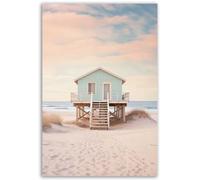 Hexoa Affiche mer et Plage Cabanon Bleu Pastel - Made in France - Affiche Seule 40x60
