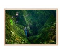 Hexoa Affiche Montagne Trou de Fer Ile de la Reunion - Made in France - Affiche sous Cadre Bois chêne 45x30