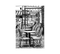 Hexoa Affiche Paris, Le café Parisien - Made in France - Affiche sous Cadre Noir 30x45