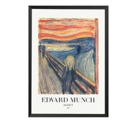 Hexoa Affiche Tableau Le Cri - Made in France - Affiche sous Cadre Bois Noir 20x30