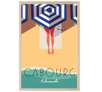 Hexoa Affiche Ville Cabourg - Made in France - Affiche sous Cadre Bois chêne 30x45
