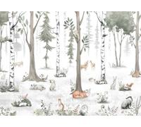 Hexoa Papier Enfant Forêt de bouleaux et CIE - Made in France - Papier Peint 364x270