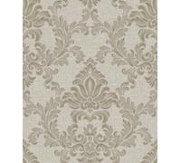 Hexoa Papier Peint Baroque médaillon Beige Fond Lin - Made in France - 53x1000