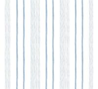 Hexoa Papier Peint Enfant Rayures Aquarelle Bleu Blanc - Made in France - 53x1000