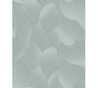 Hexoa Papier Peint Feuilles Tropicales Bleu Glacier - Made in France - 53x1000