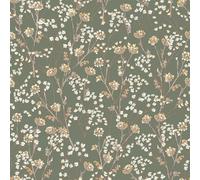 Hexoa Papier Peint Fleurs Sauvages Ocre Miel - Made in France - 53x1000