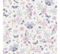 Hexoa Papier Peint Floral Papillons Fond crème Lilas - Made in France - 53x1000