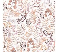 Hexoa Papier Peint herbier Aquarelle Tons rosés Fond Blanc - Made in France - 53x1000