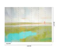 Hexoa Papier Peint Horizon Absolu Vert Olive & Turquoise - Made in France - Papier Peint 364x270